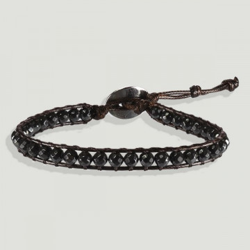 Pulsera Hematite con cuerda marrón 1 vuelta