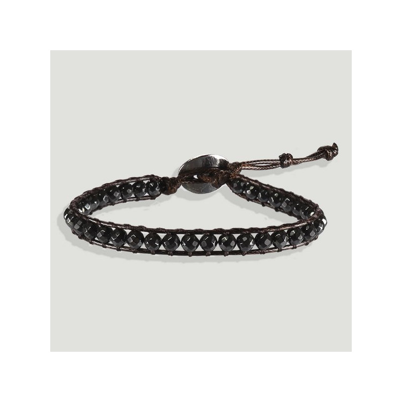 Hematite bracelet with brown rope 1 turn Hematite bracelet with brown rope 1 turn
