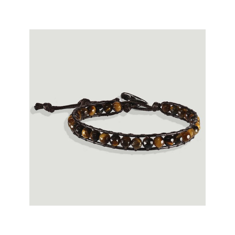 Pulsera Ojo de tigre con cuerda marrón 1 vuelta Pulsera Ojo de tigre con cuerda marrón 1 vuelta
