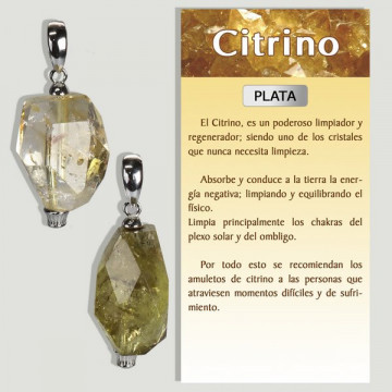 CITRINE. Pendentif en ARGENT. Roulage à facettes.