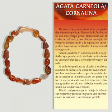 CORNALINA. Pulsera elástica rodado pequeño. 