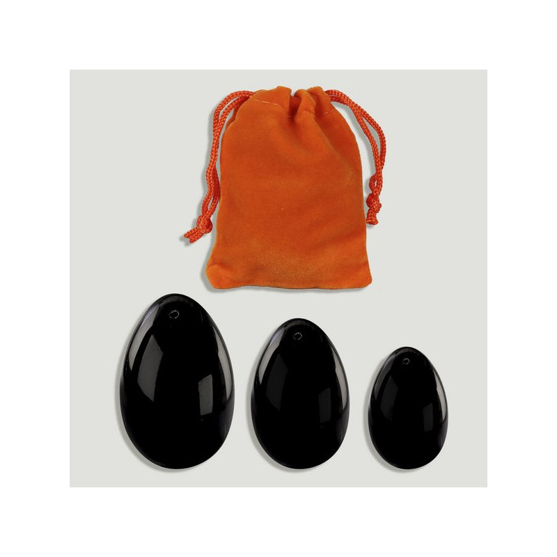 Set 3 YONI Eggs with hole. Obsidian. 3-4-4.5cm. Set 3 YONI Eggs with hole. Obsidian. 3-4-4.5cm.