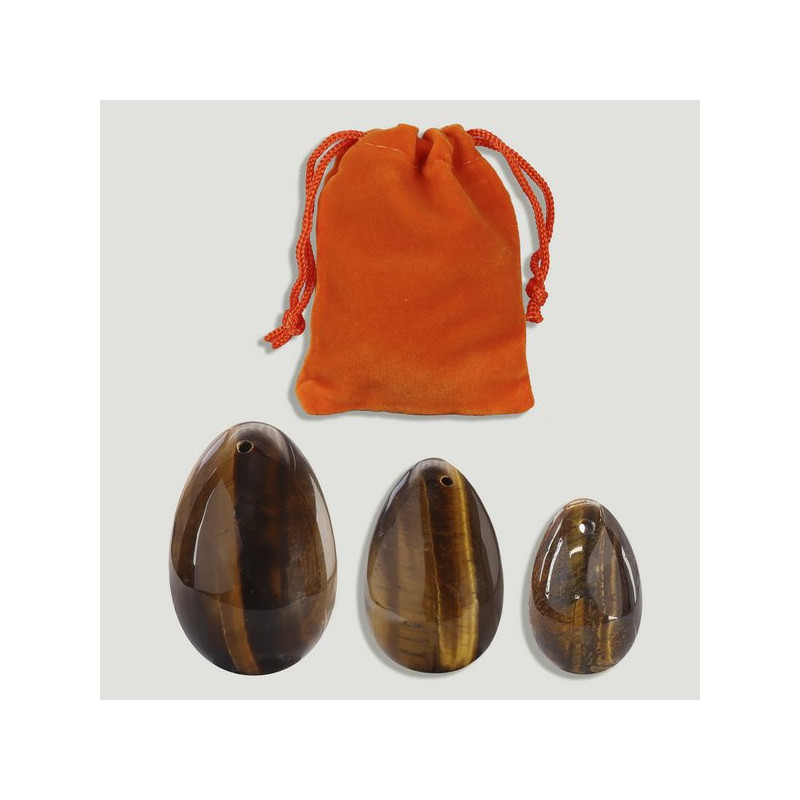 Set 3 Huevos YONI con agujero. Ojo Tigre. 3-4-4,5cm. Set 3 Huevos YONI con agujero. Ojo Tigre. 3-4-4,5cm.