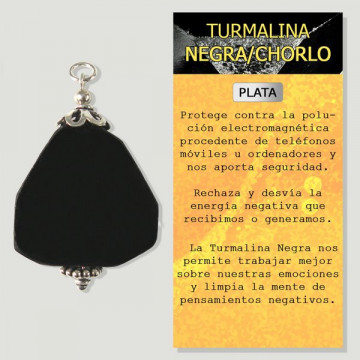 TURMALINA NEGRA/CHORLO. Colgante grande en PLATA. Formas surtidas. Mod 01