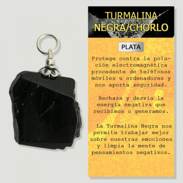 TURMALINA NEGRA/CHORLO. Colgante grande en PLATA. Formas surtidas. Mod 02