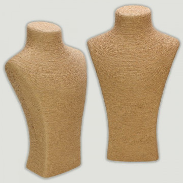 Expositor cuello rafia beige grande. 22x36cm