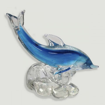 Horizontal crystal dolphin. 5.5x15x12cm.
