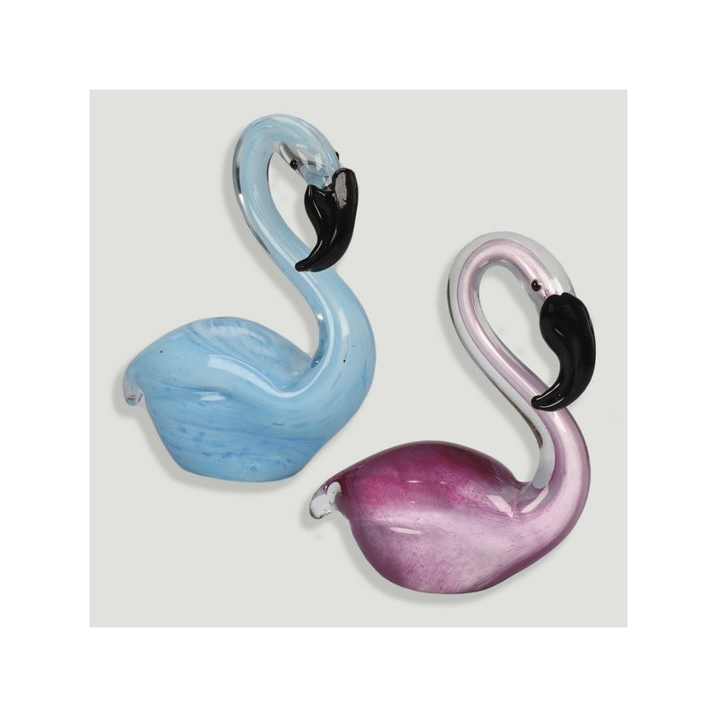 Flamingo de cristal rosa/azul. 6x12x15,5cm. Flamingo de cristal rosa/azul. 6x12x15,5cm.