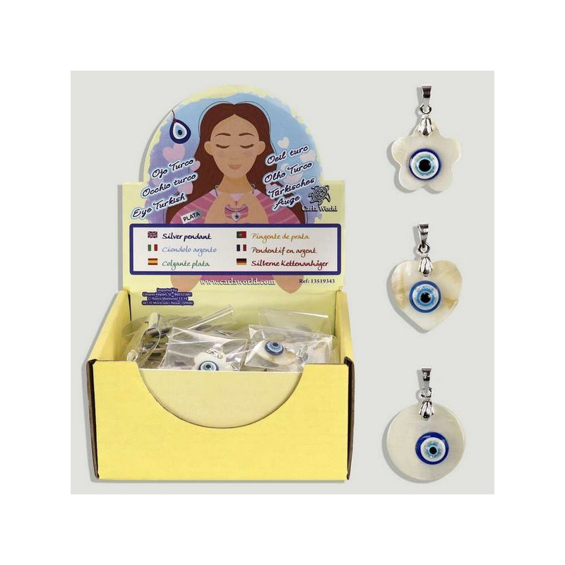 OJO TURCO. Colgante de plata y nácar. Formas surtidas. OJO TURCO. Colgante de plata y nácar. Formas surtidas.