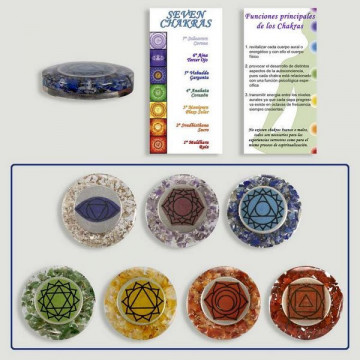 CHAKRA. Flat Tumbled Orgonite (Chakra Symbols).