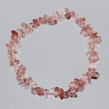 Elastic chip bracelet. strawberry quartz