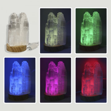 Selenite double lamp. Color light and USB with adapter. 17.5cm