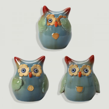 turquoise owl. Assortment. Ceramics. 9x7x10cm