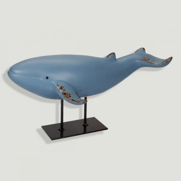 Ballena con base metal. Cerámica. 32x16x14cm