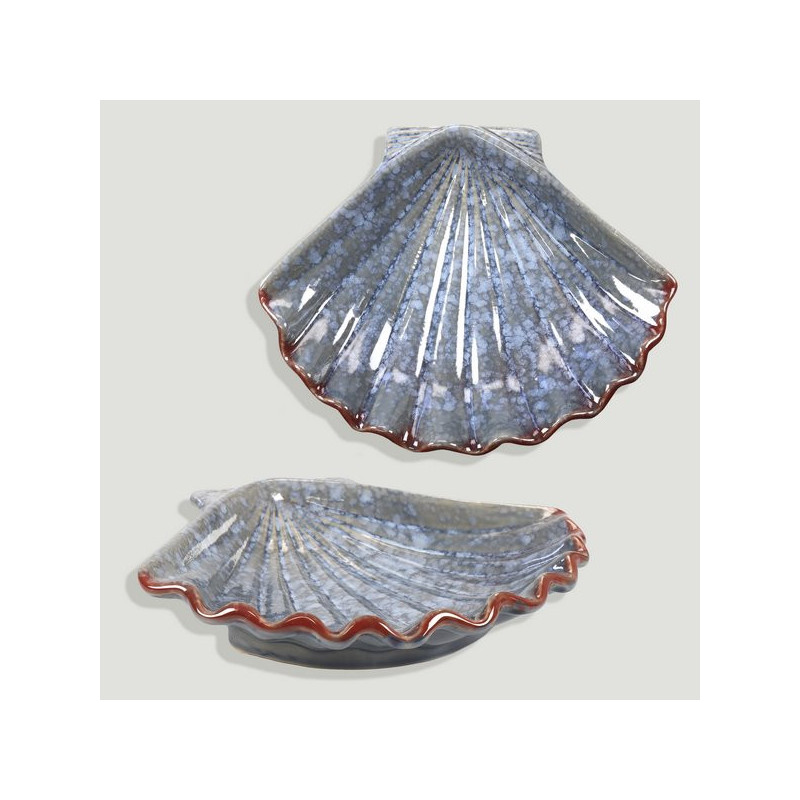 Concha de cerâmica azul. Cerâmica. 20x16x3cm Concha de cerâmica azul. Cerâmica. 20x16x3cm