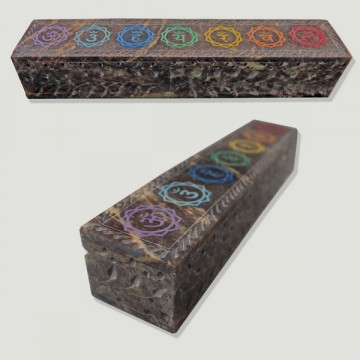 Soapstone trunk carved 7Chakras. 5x4.5x25.5cm