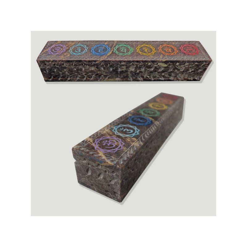 Soapstone trunk carved 7Chakras. 5x4.5x25.5cm Soapstone trunk carved 7Chakras. 5x4.5x25.5cm