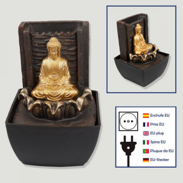 Fontaine en résine. mur de bouddha doré 13x12x18cm