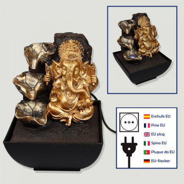 Resin fountain. Golden Ganesha. 13x13x17cm