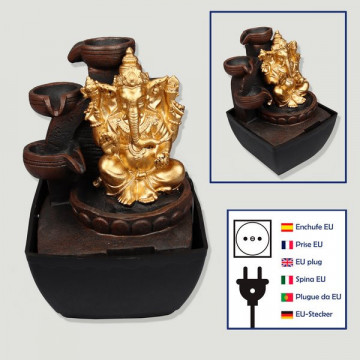 Resin fountain. Golden Ganesha. 13x12x18cm