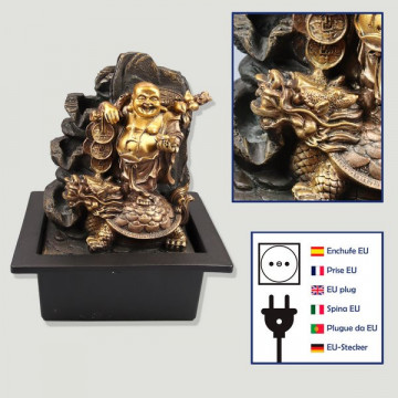 Resin fountain. Pekon with golden dragon. 21x17x25cm