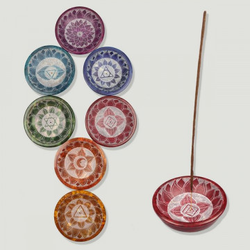 Soapstone incense holder, carved bowl. Assorted colors. 3x9cm