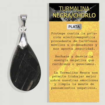 TURMALINA NEGRA. Colgante plata cabujón forma surtidas