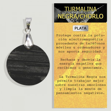 TURMALINA NEGRA. Colgante plata cabujón forma surtidas