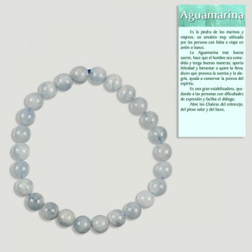 AQUAMARINE. Elastic bracelet. 7mm ball.
