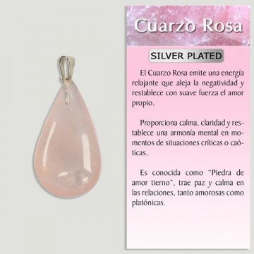 QUARTZ ROSE. Pendentif PLAQUÉ ARGENT.