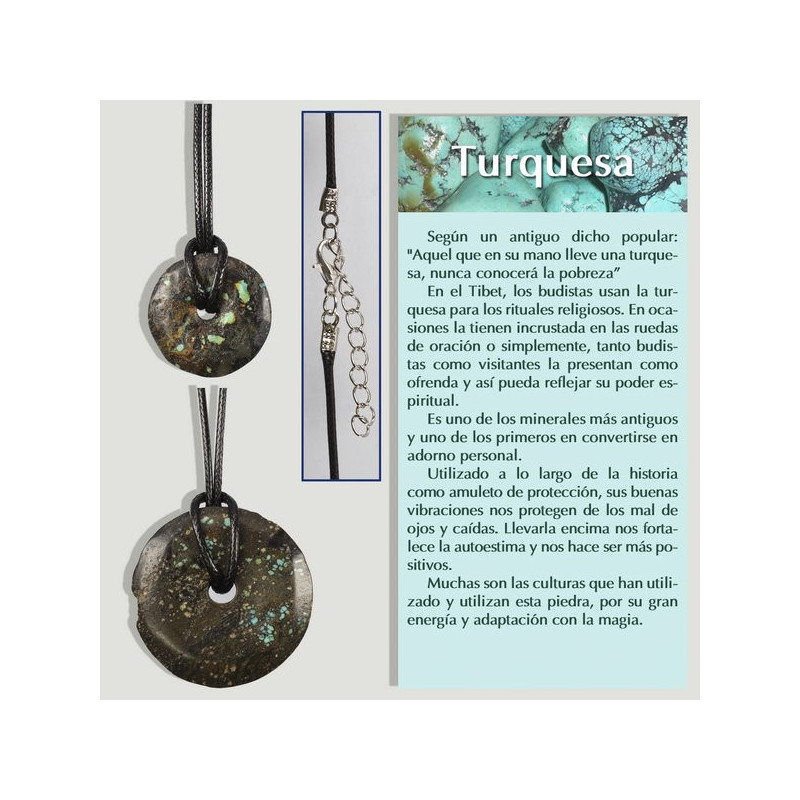 NATURAL TURQUOISE. DONUT pendant with cord NATURAL TURQUOISE. DONUT pendant with cord