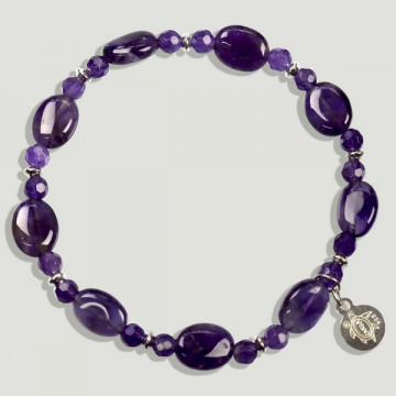 AZAHAR Silver bracelet. Amethyst. oval faceted
