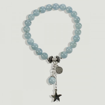 Bracelet BRISA en argent. Aigue-marine avec perles.