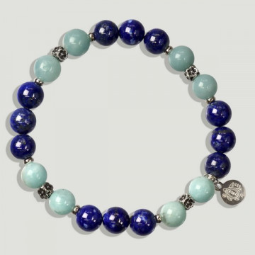 Bracelet BRISA en argent. Lapis-lazul et Amazonite