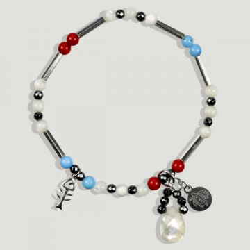 Bracelet BRISA en argent. Nacre, Hématite et Howlite.