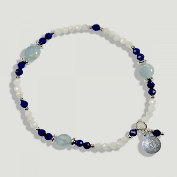 BRISA silver bracelet. Aquamarine, Moonstone and Lapis Lazuli.
