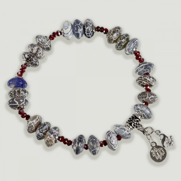 BRISA silver bracelet. Blue fire agate and crystal