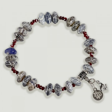 Bracelet BRISA en argent. Agate de feu bleue et cristal