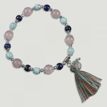 BRISA silver bracelet. Rose quartz, Lapis lazuli and Amazonite.