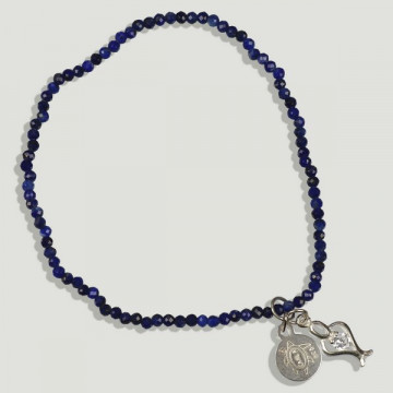 BRISA silver bracelet. Lapis lazuli and beads.