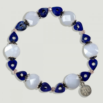 BRISA silver bracelet. Chalcedony heart and Lapis lazuli.