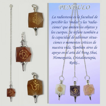 ATAMAS. Calcita Naranja con signos. Pendulo metal