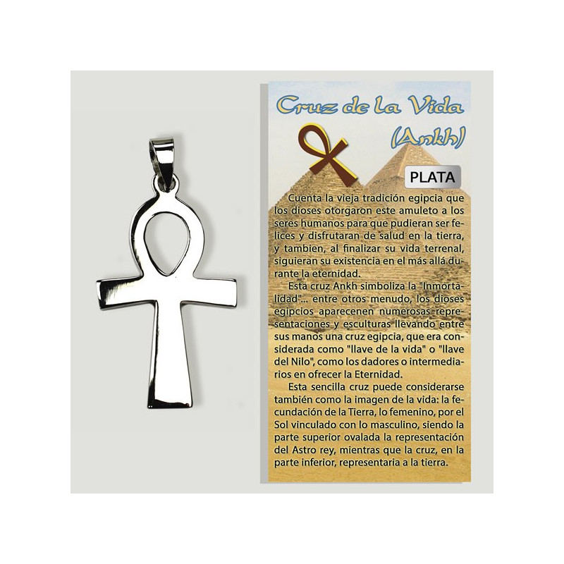 CRUZ DE LA VIDA (Ankh). Colgante de plata. 18x32mm