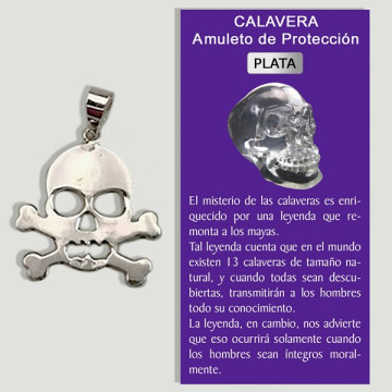 SKULL WITH BONES. Silver...