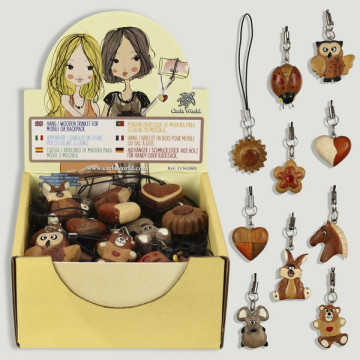 perles mobiles Pendentif pour mobile/sac en bois sculpté.