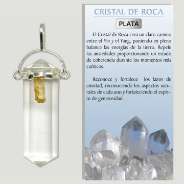 ROCK CRYSTAL and IMPERIAL TOPAZ. Rocker Pendant in Silver
