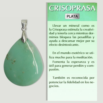 CHRYSOPRASE. Grand pendentif en argent. Formes assorties.