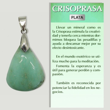 CHRYSOPRASE. Small silver pendant. Assorted shapes.