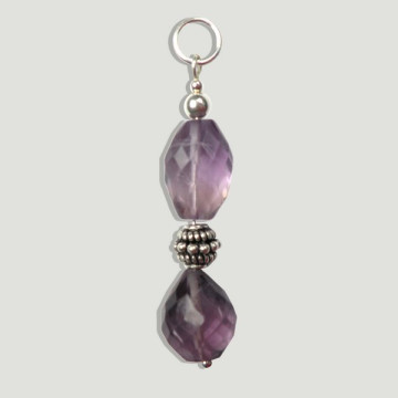 AMETHYST faceted. Silver pendant. 2/3 pieces