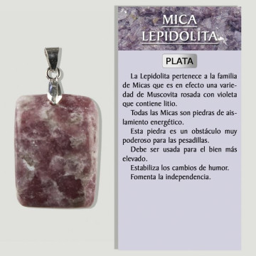 LEPIDOLITE MICA. Silver pendant. Assorted shapes.